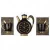 Часы настенные Комплект: чайник 26,5х24см+2 чашки, корпус черный с золотом Gold "Рубин" 2622+2-003